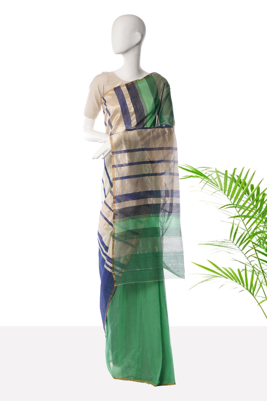 Green Color Woven Pure Chanderi Saree