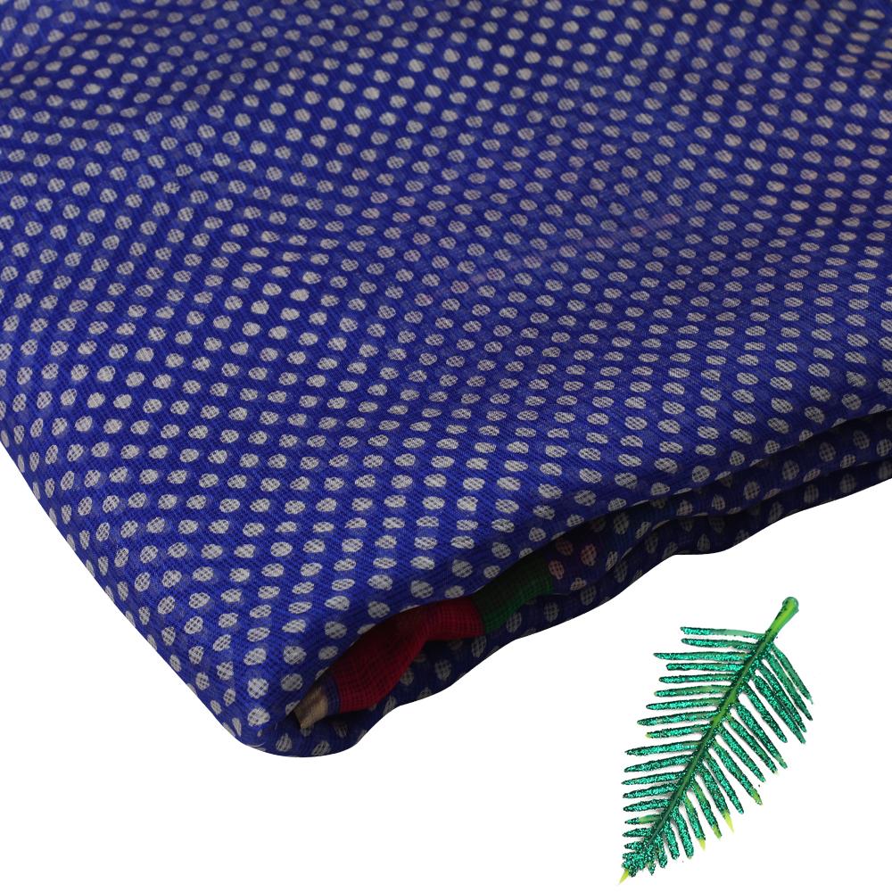Blue Color Printed Kota Silk Fabric