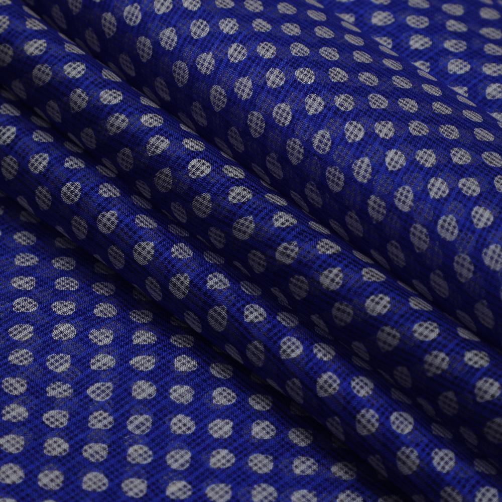 Blue Color Printed Kota Silk Fabric