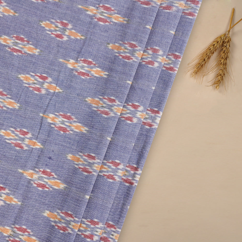 Blue-Mustard Color Handwoven Pure Cotton Ikat Fabric