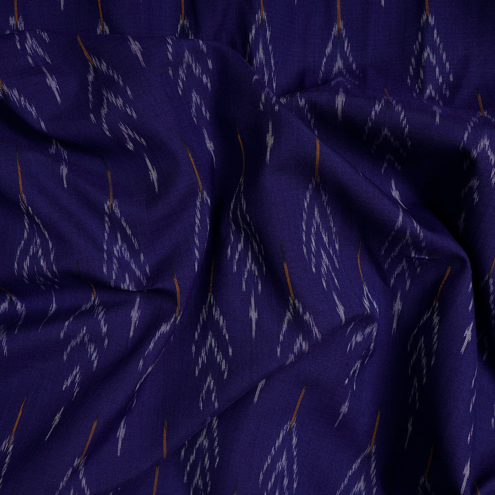 Sapphire Color Washed Mercerized Woven Ikat Cotton Fabric