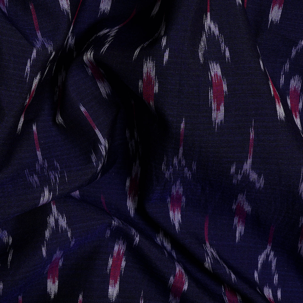 Navy Color Washed Mercerized Woven Ikat Cotton Fabric