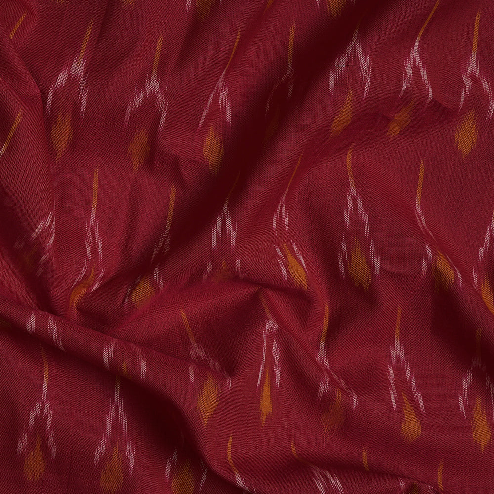 Red Color Washed Mercerized Woven Ikat Cotton Fabric
