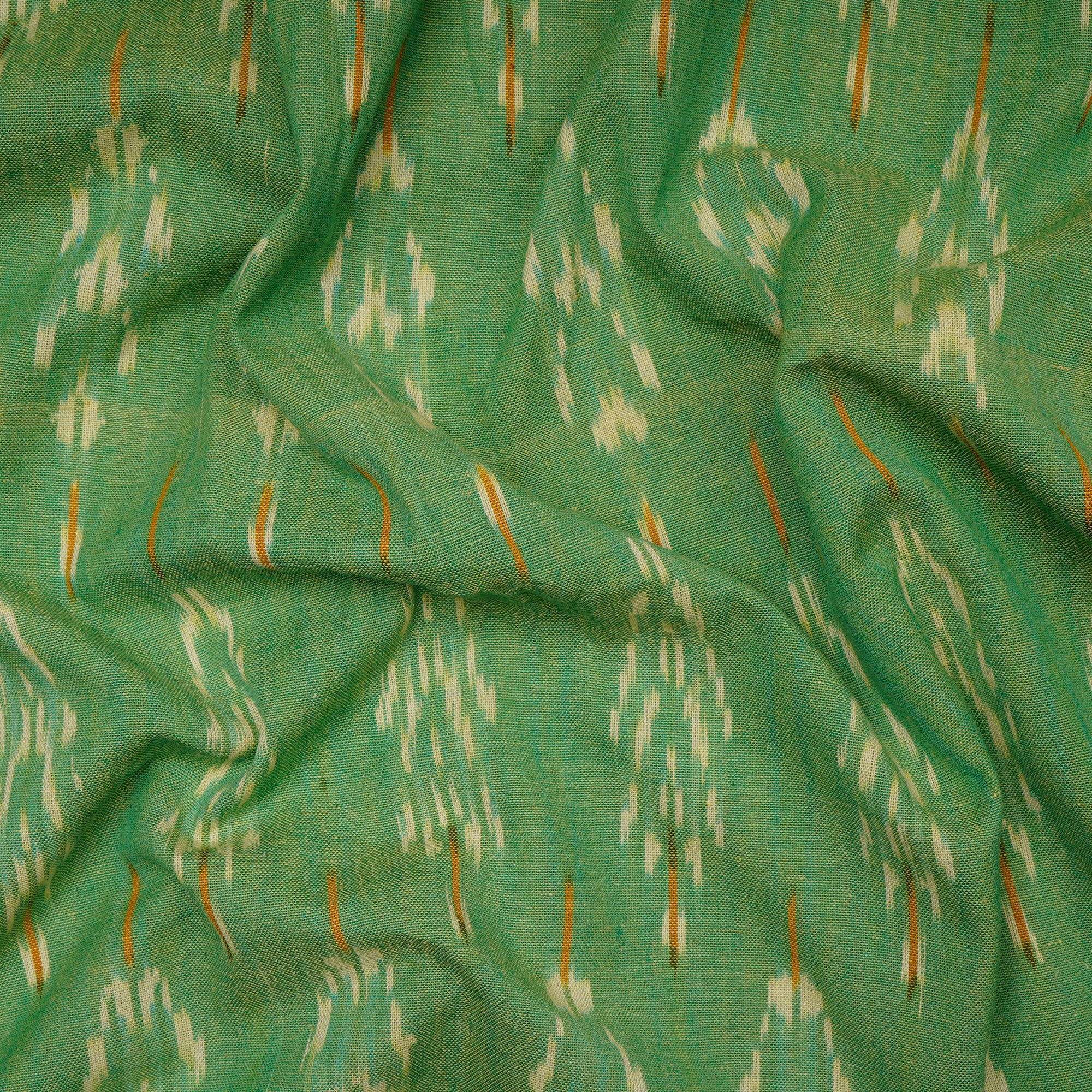 Light Green Washed Woven Ikat Cotton Fabric