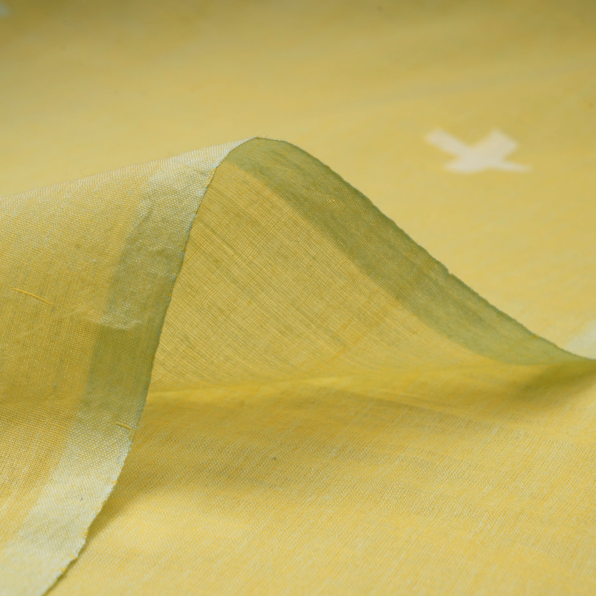 Yellowish Green Jamdani Fine Cotton Handloom Fabric