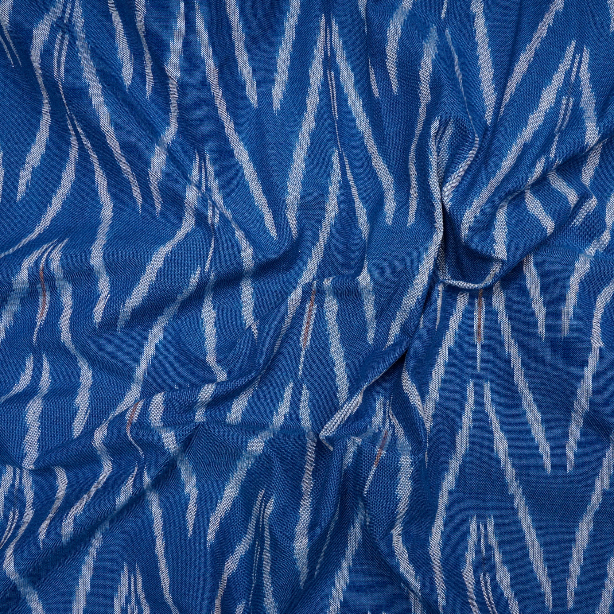 Blue 2/60 Washed Woven Ikat Cotton Fabric