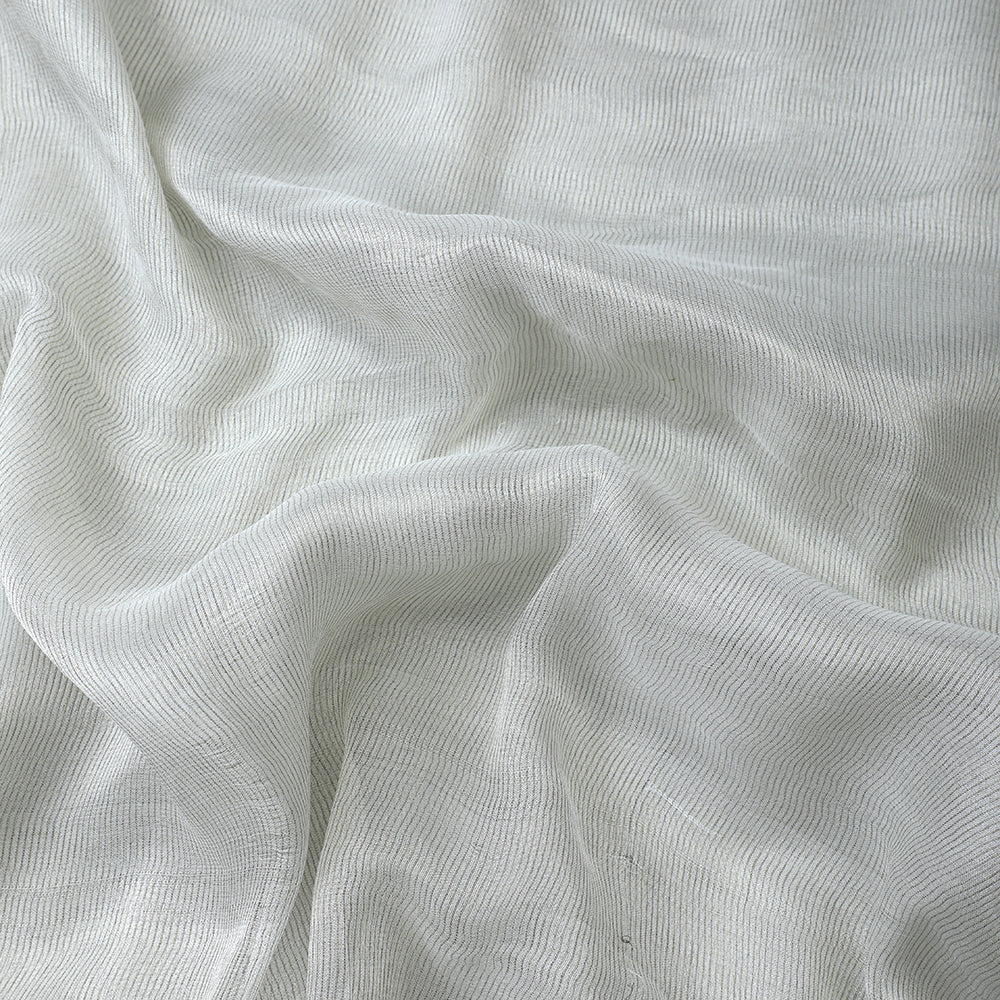 Off White Color Striped Georgette Silk Fabric