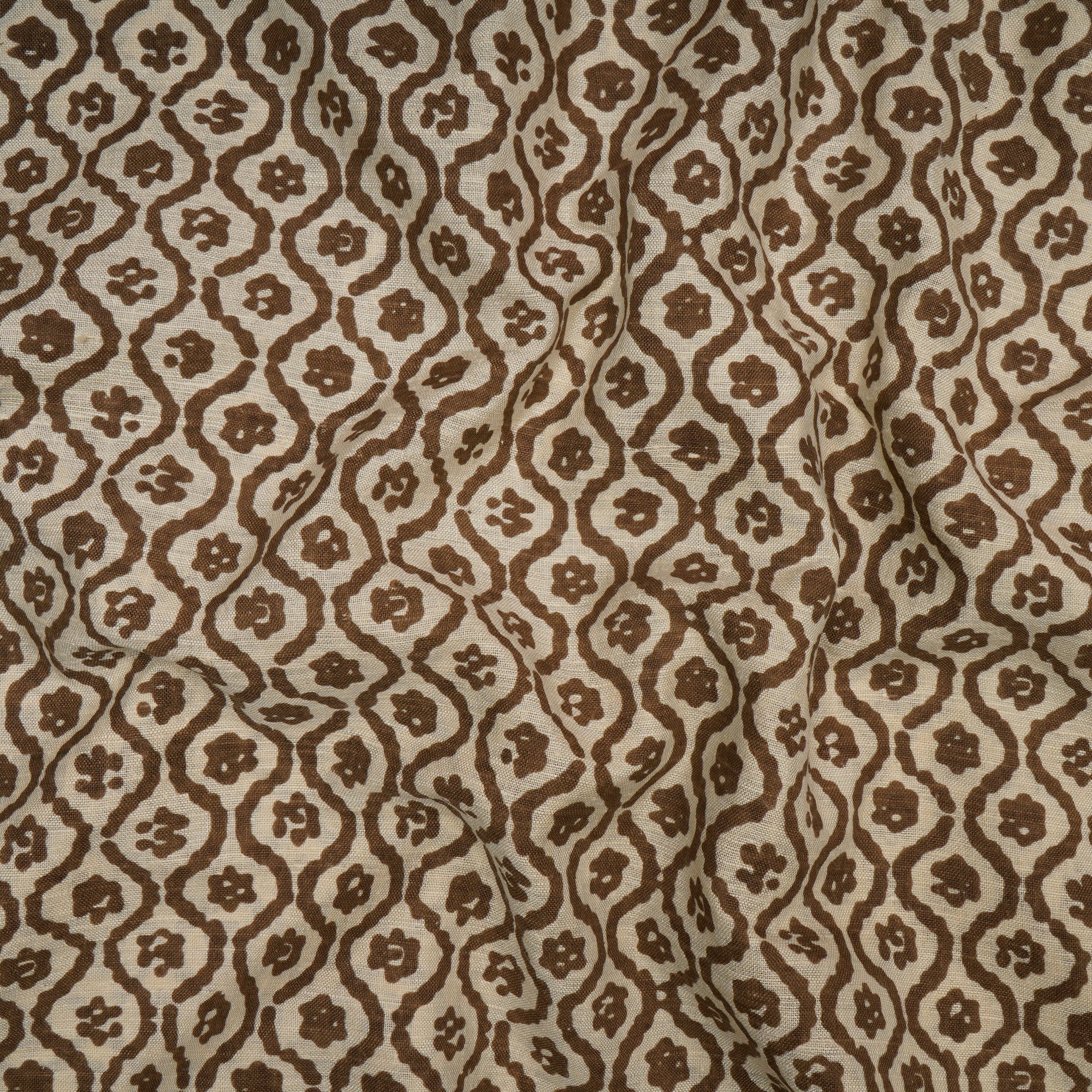 Breen Color Printed Matka Silk Fabric