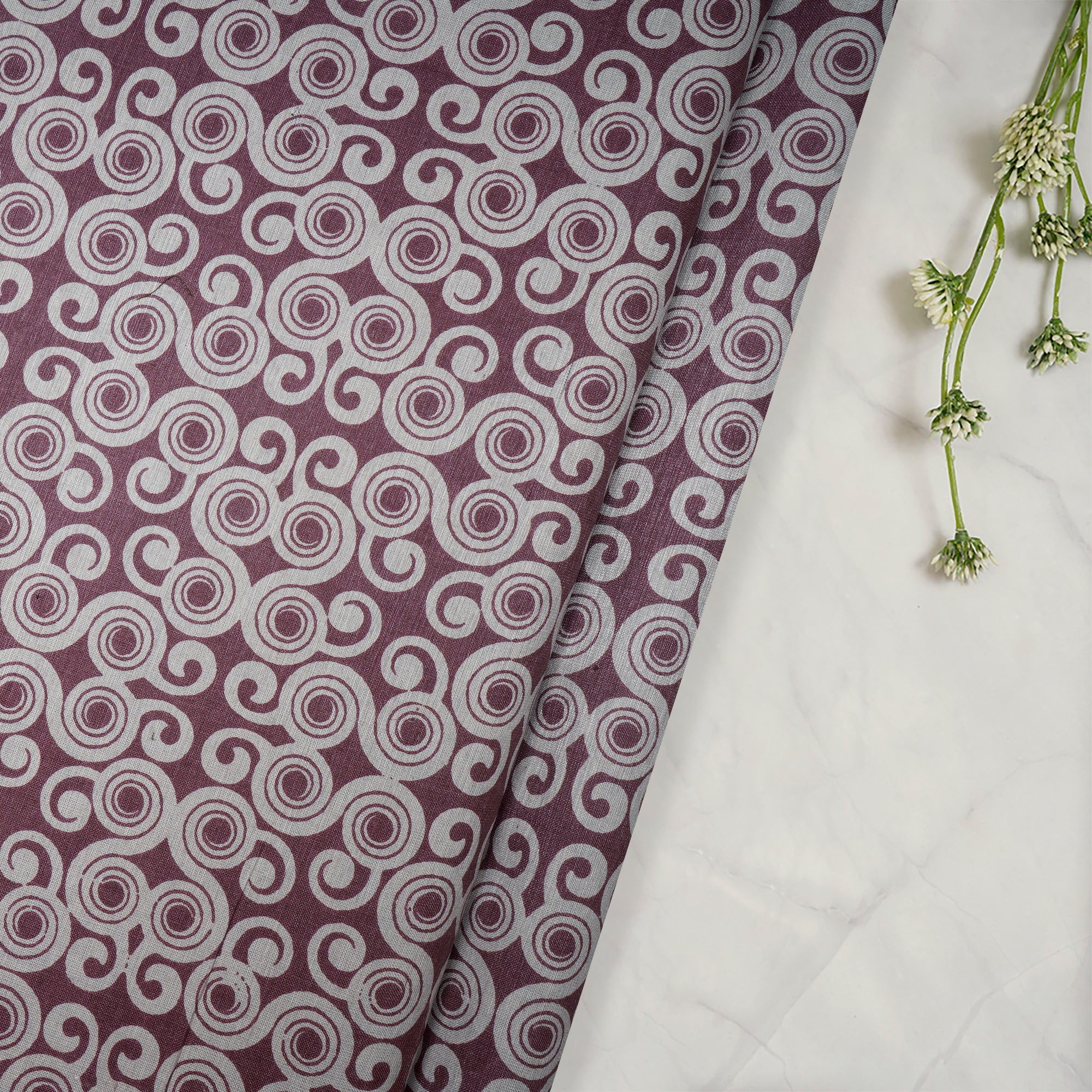 Mauve Color Printed Natural Silk Fabric