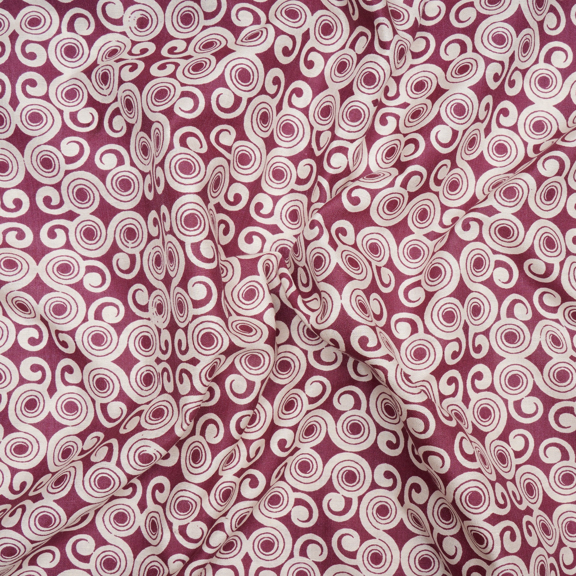 Grape Purple All Over Pattern Screen Printed Silk Cotton Fabric