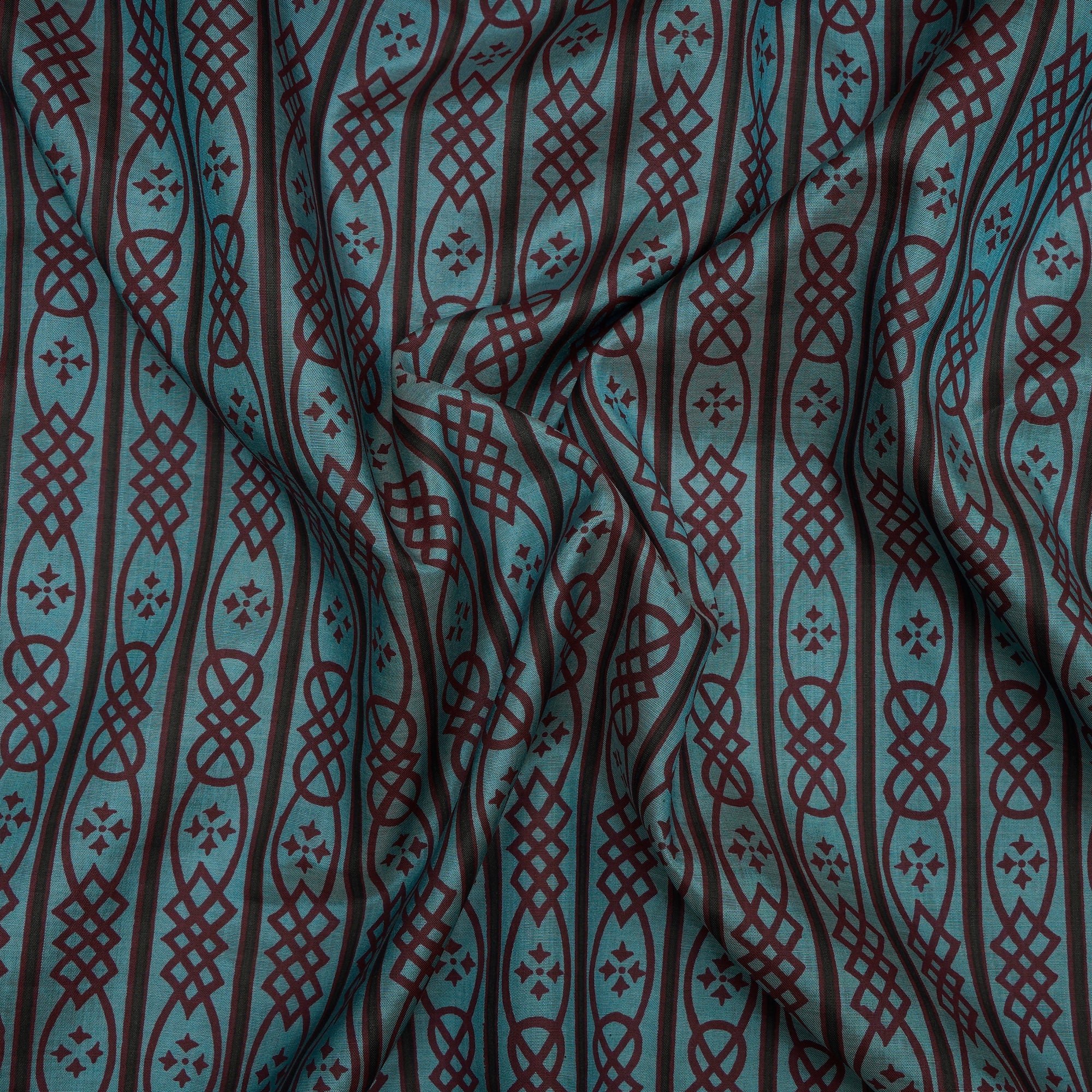 Dream Blue Color Printed Cotton Silk Fabric