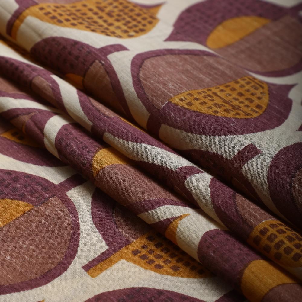 Dusty Rose-Mustard Color Printed Bemberg Modal Fabric