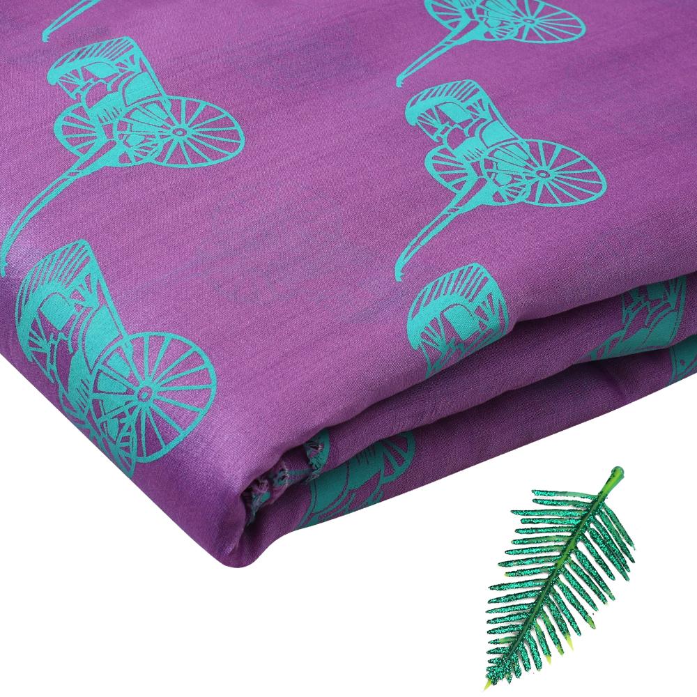 Orchid-Medium Spring Green Color Printed Fine Chanderi Fabric