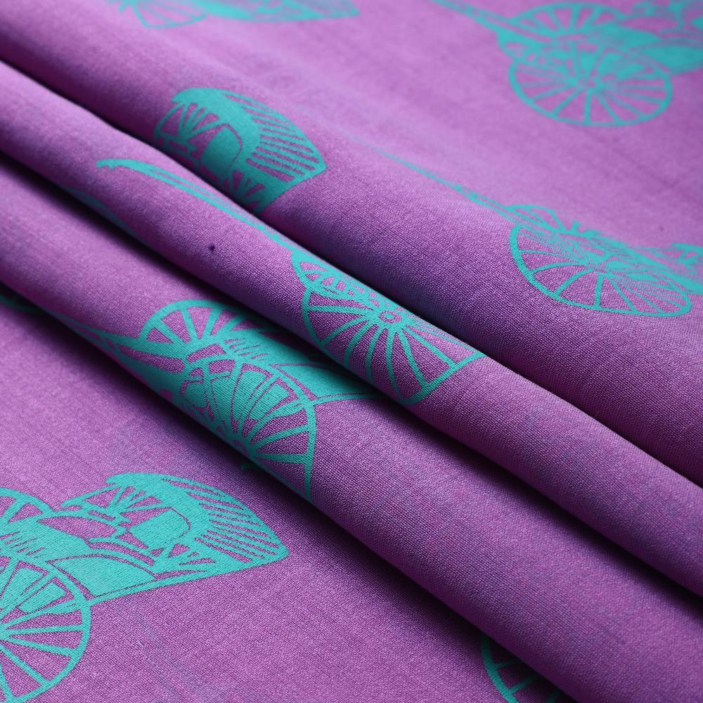 Orchid-Medium Spring Green Color Printed Fine Chanderi Fabric