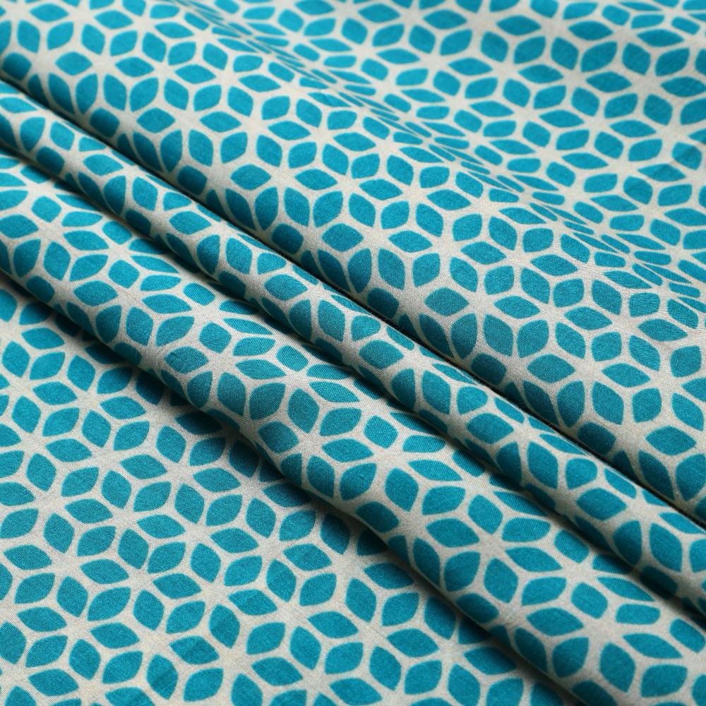 Light Sea Green Color Printed Bemberg Modal Fabric