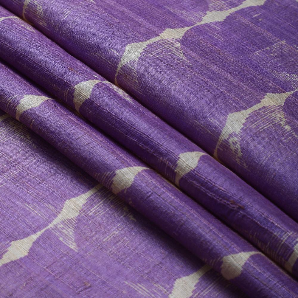 Light Purple Color Printed Tussar Silk Fabric