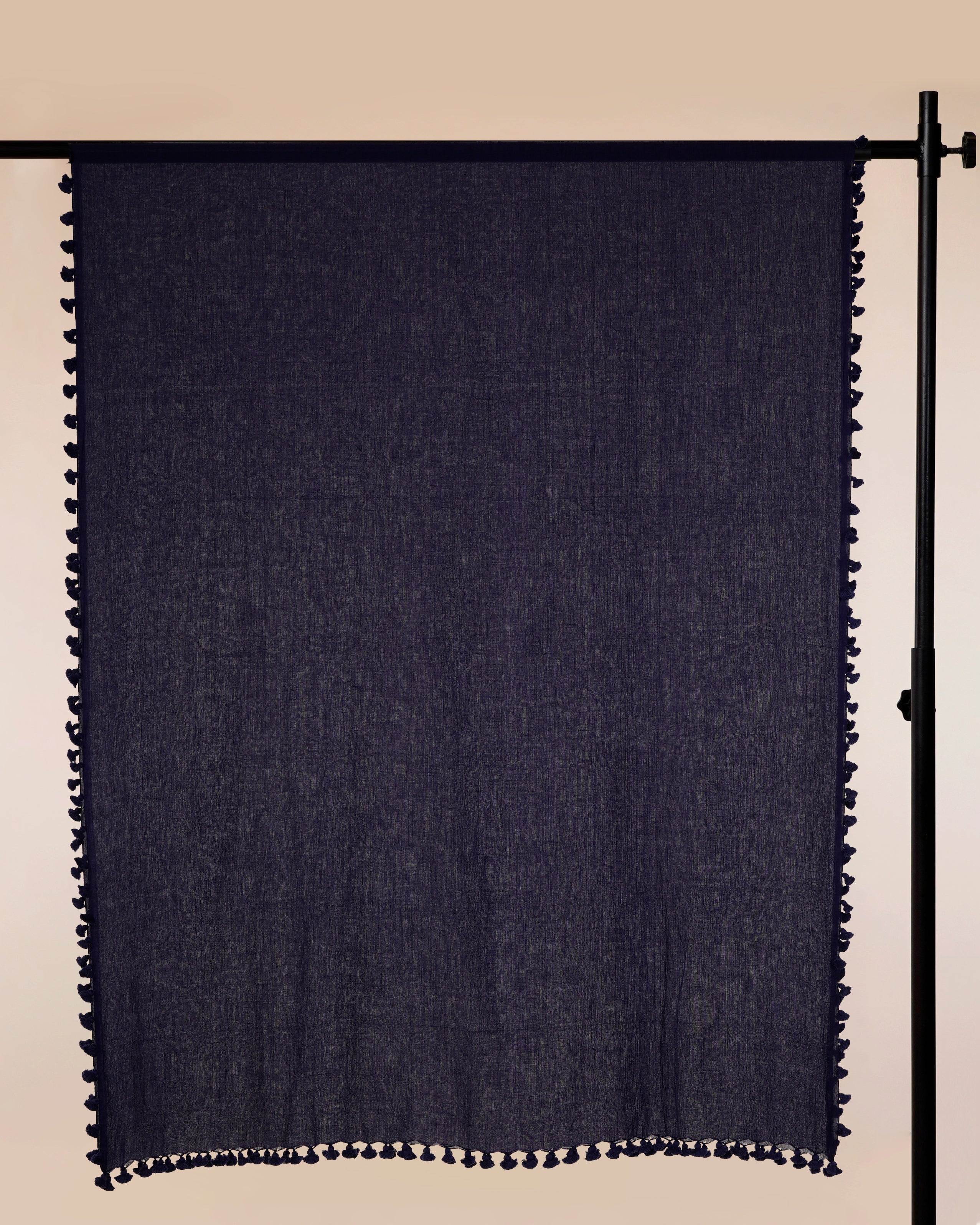 Dark Purple Color Muslin Cotton Dupatta with Tassels