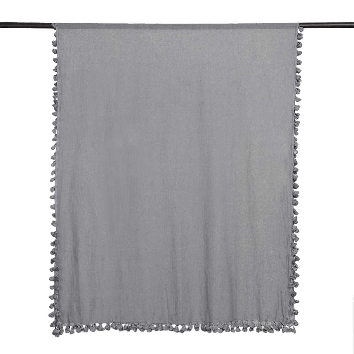 Grey Color Pure Cotton Dupatta with Tassels