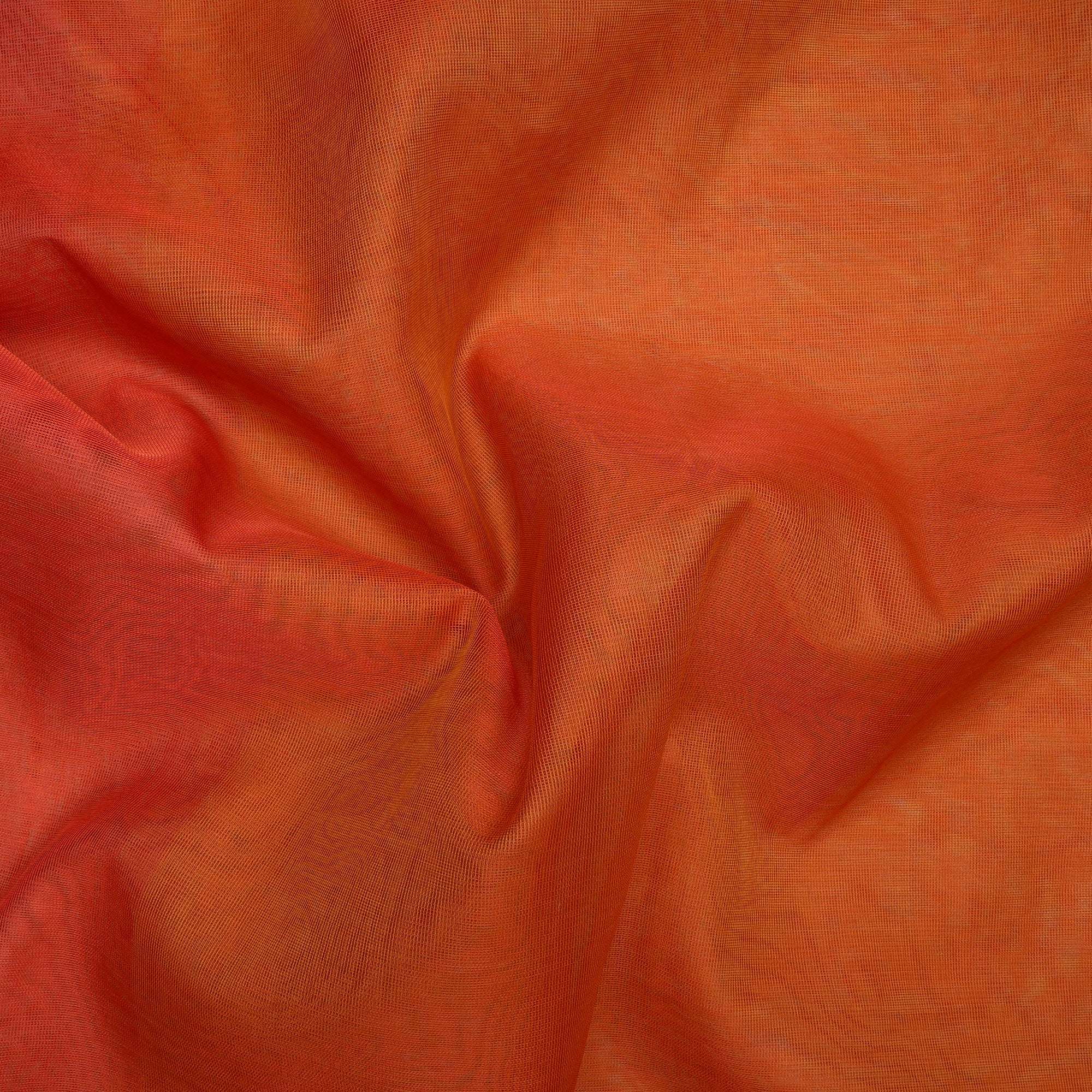 Red-Orange Color Net Silk Fabric