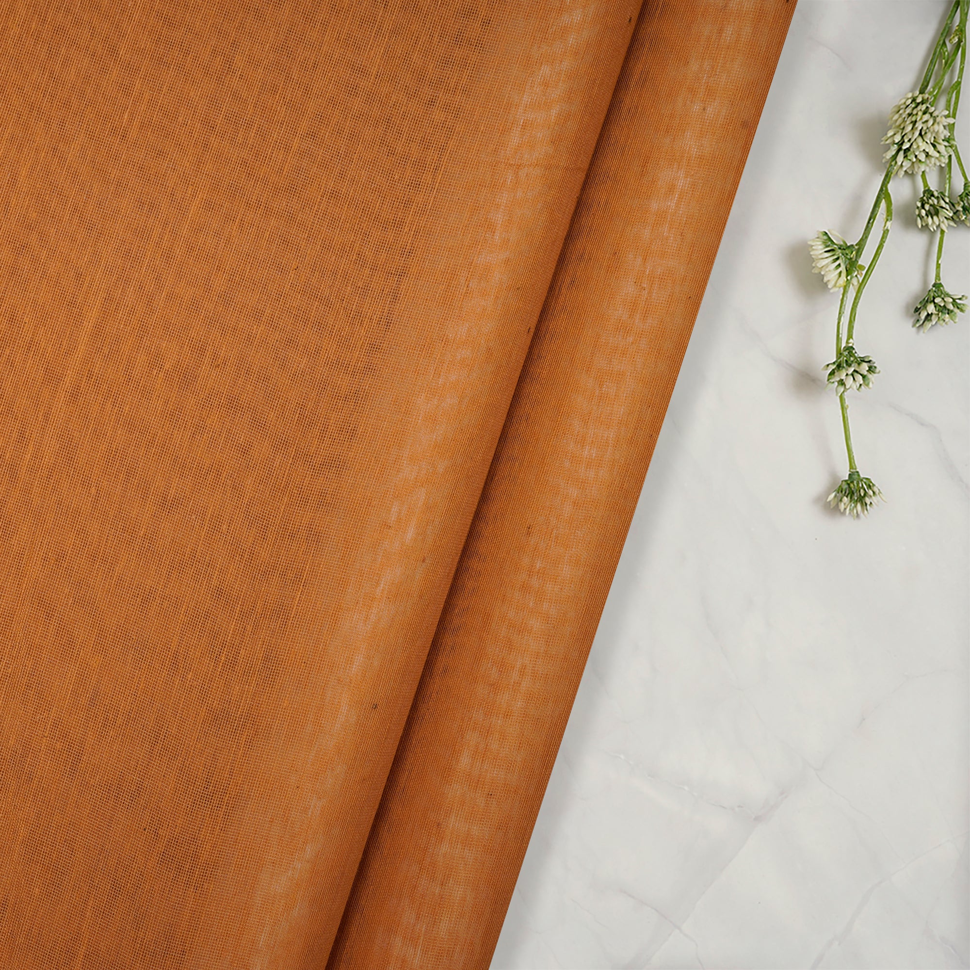 Dirty Orange Color Plain Chanderi Fabric