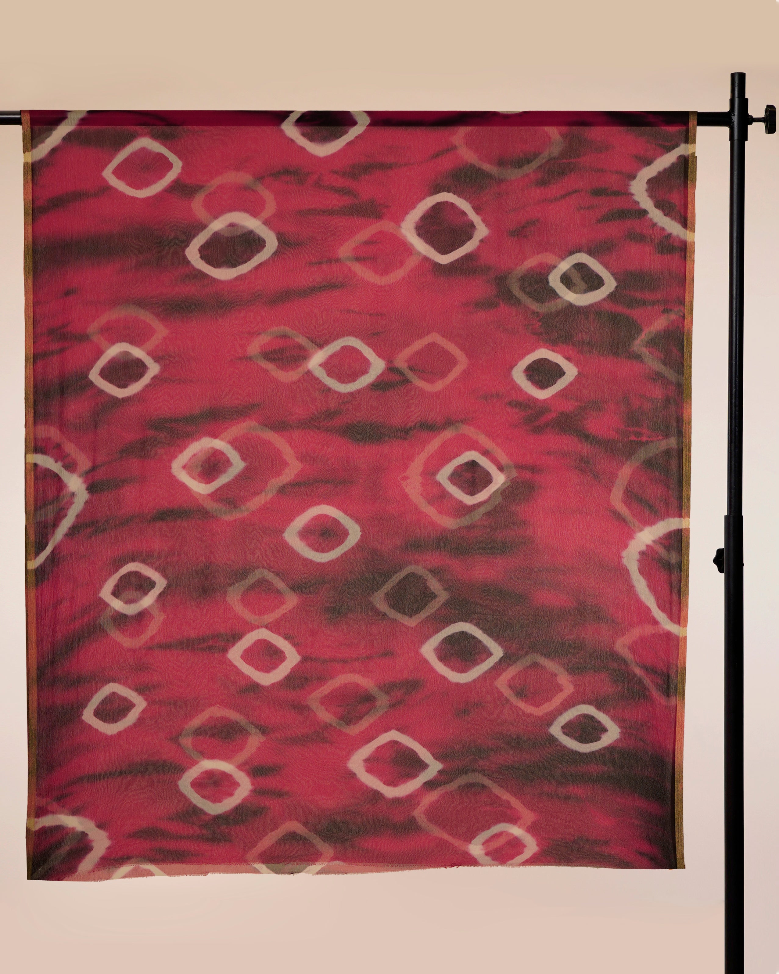 Red-Black Color Hand Tie-Dye Chiffon Silk Dupatta