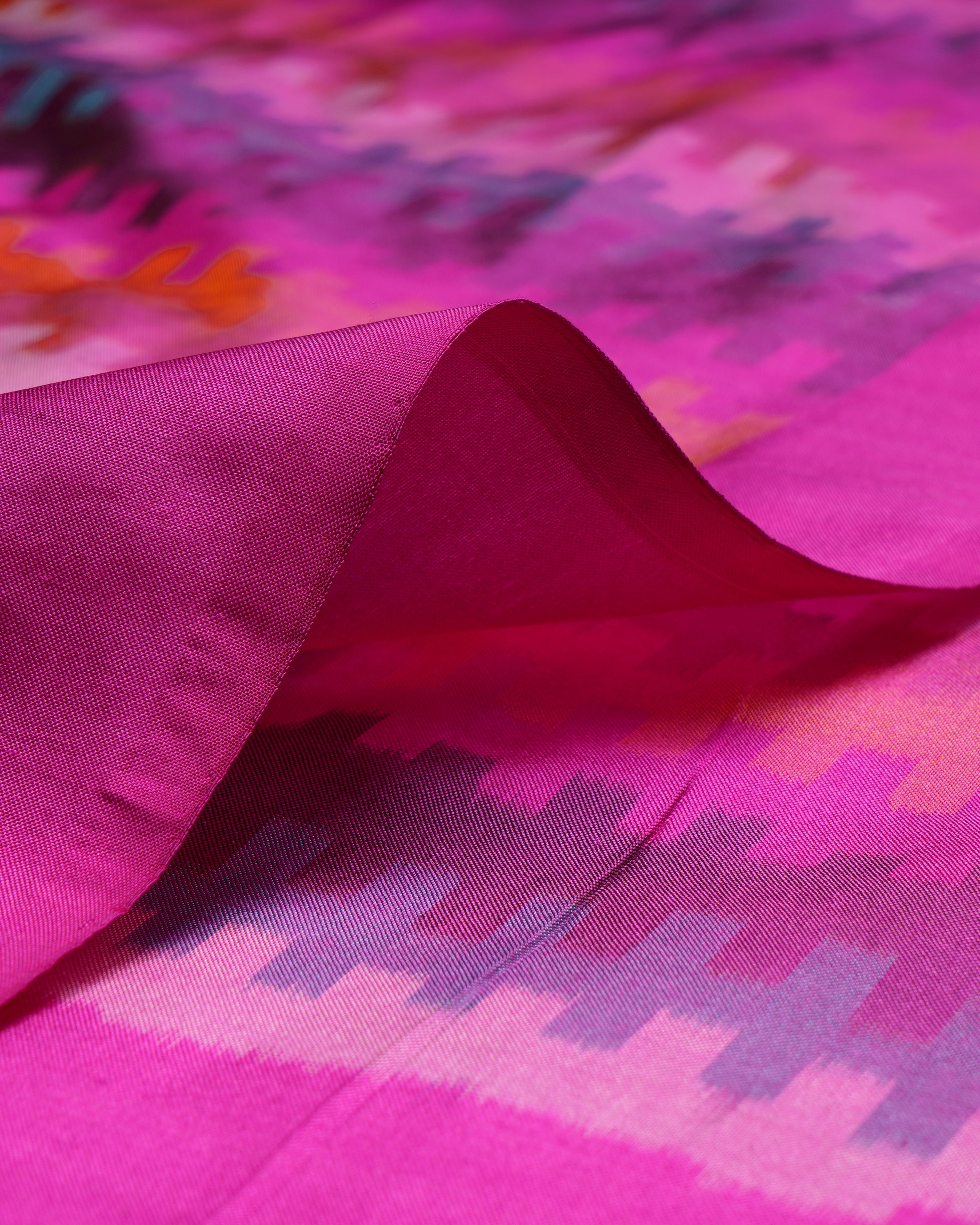Pink Color Handwoven Ikat Silk Stole with Tassels