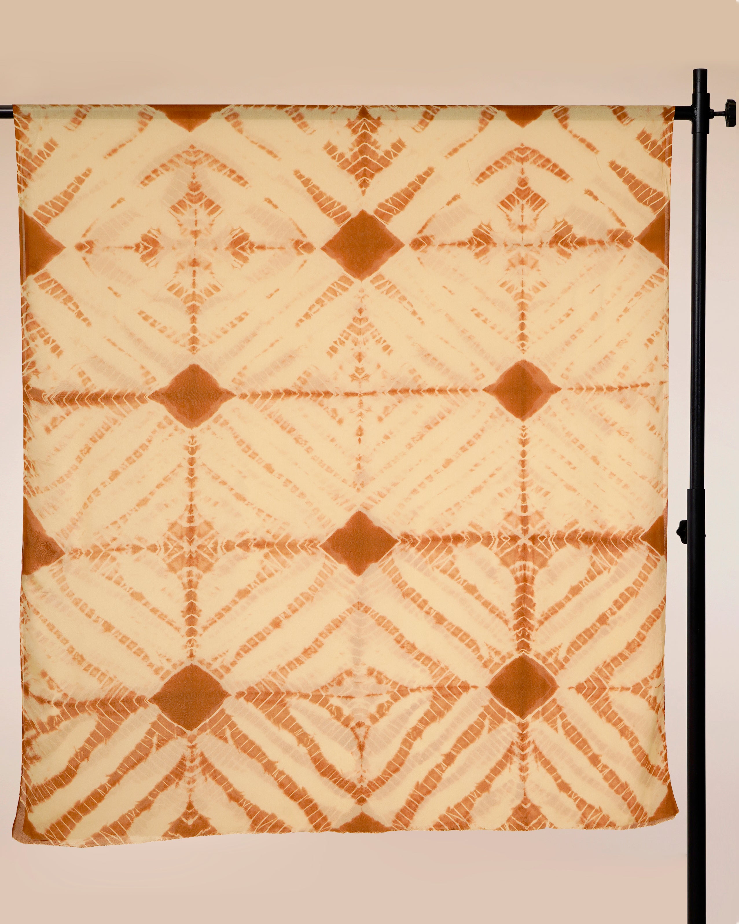 Cream-Brown Color Hand Tie-Dye Chiffon Silk Dupatta