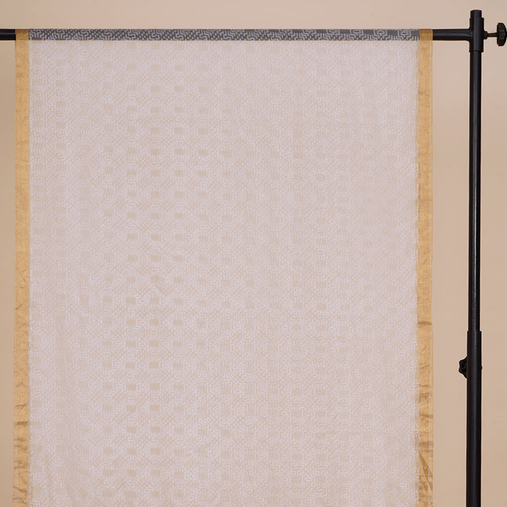 White Color Self Printed Organza Silk Dupatta