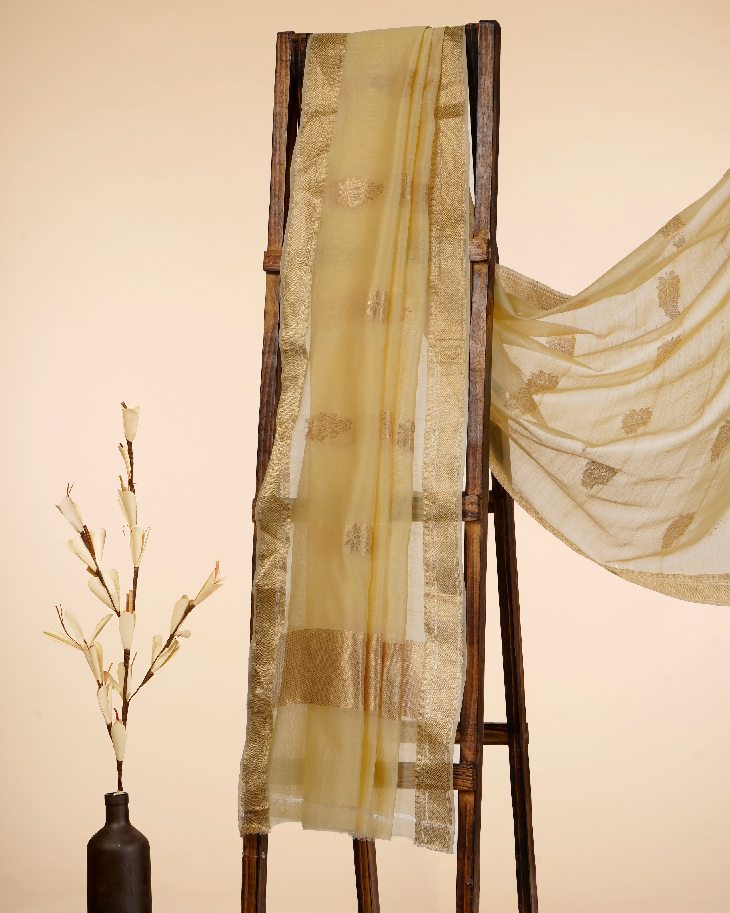 Yellow Color Handwoven Chanderi Zari Boota Dupatta