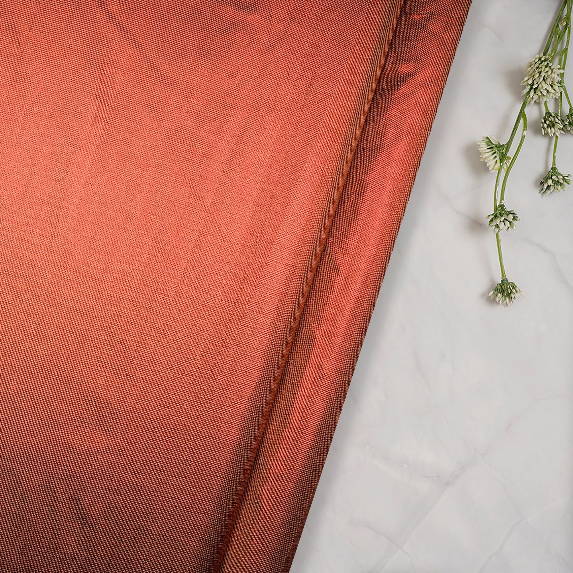 Golden-Red Color Metallic Dupion Silk Fabric