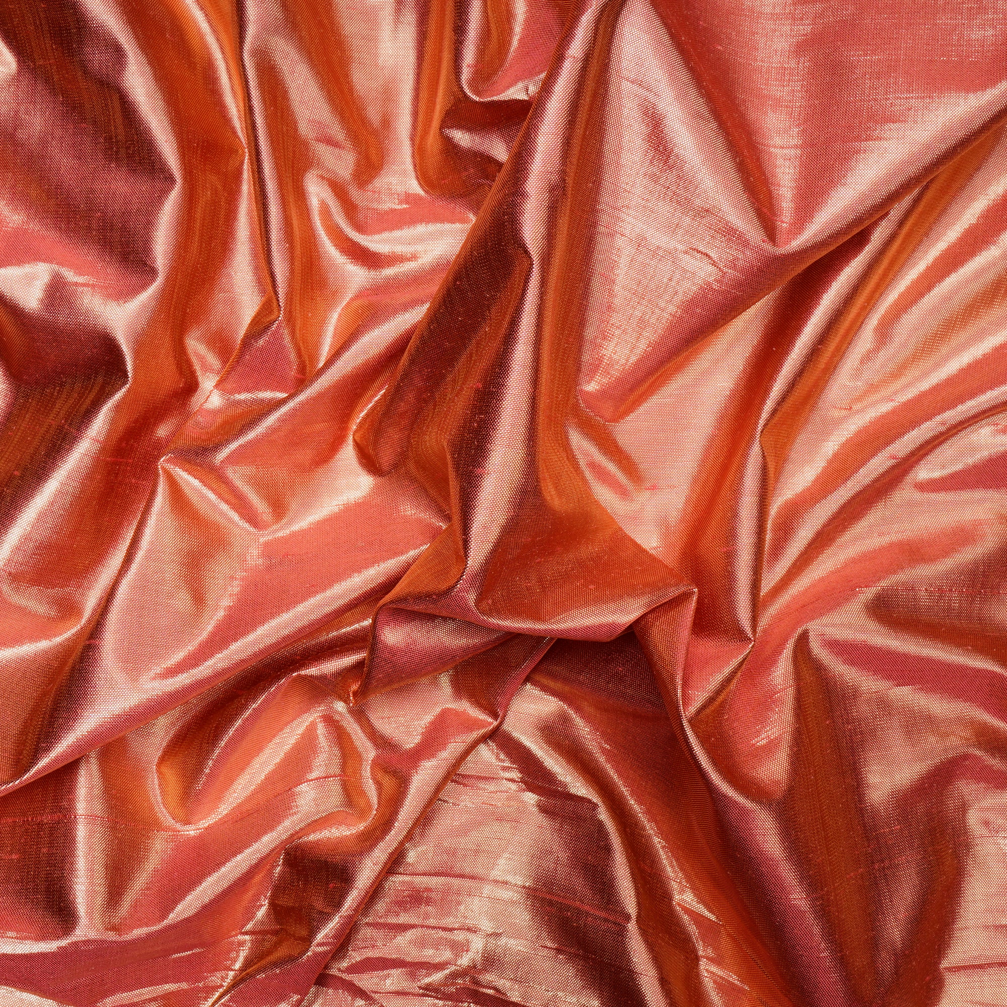 Peach-Golden Color Metallic Dupion Silk Fabric