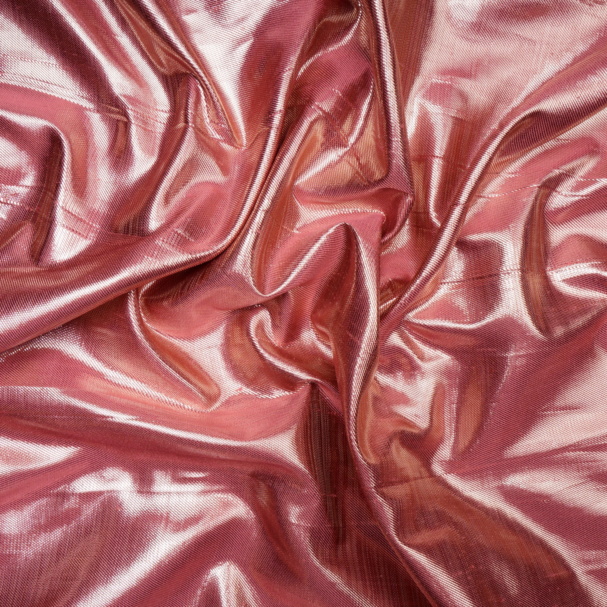 Prism Pink-Golden Color Metallic Dupion Silk Fabric