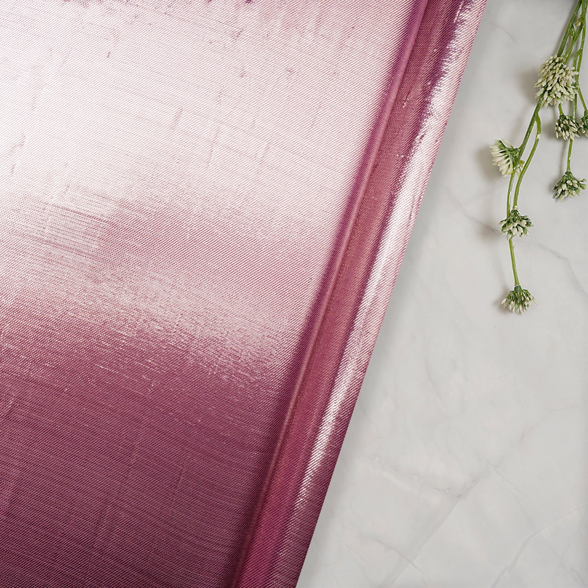 Prism Pink-Silver Color Metallic Dupion Silk Fabric