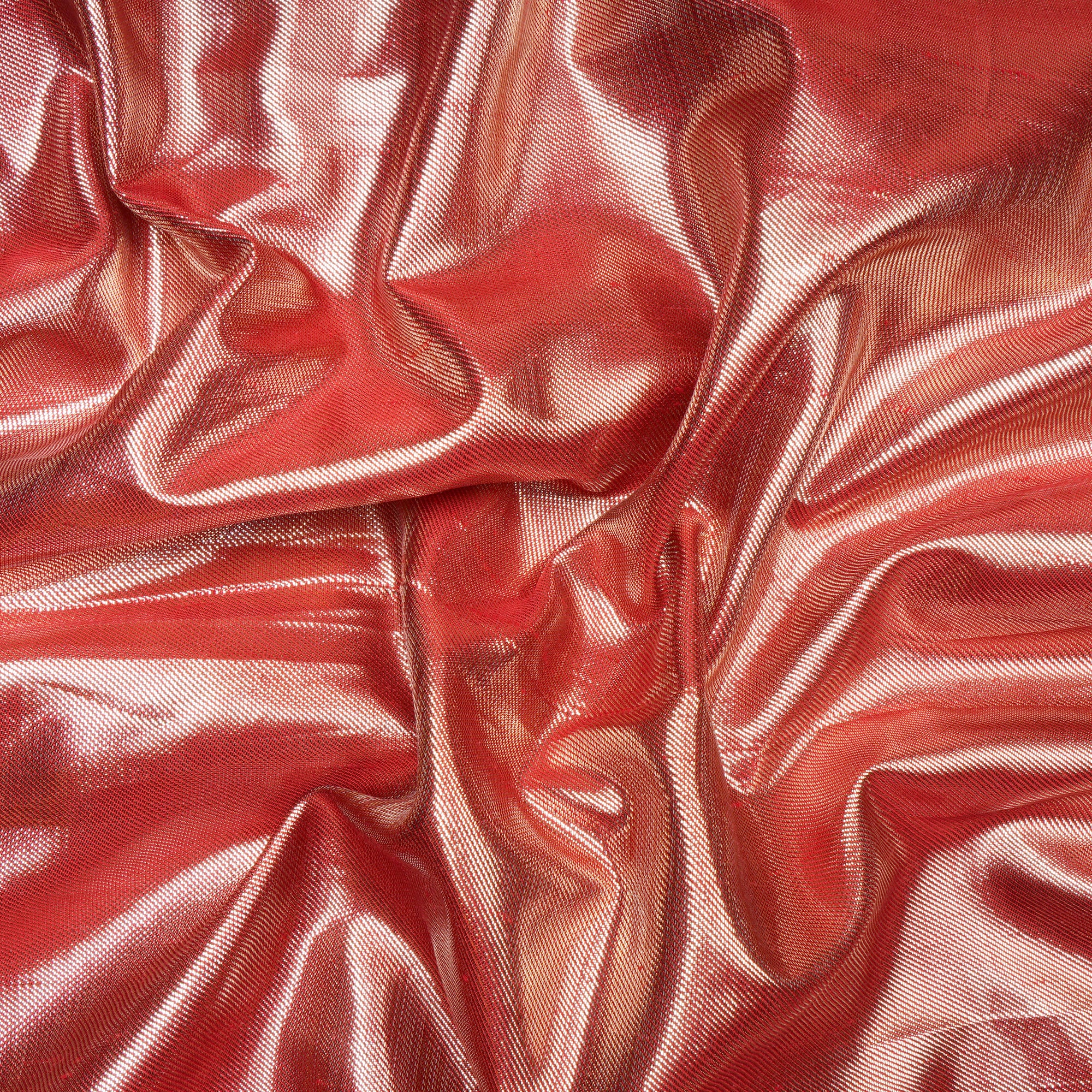 Red-Silver Color Metallic Silk Lurex Fabric