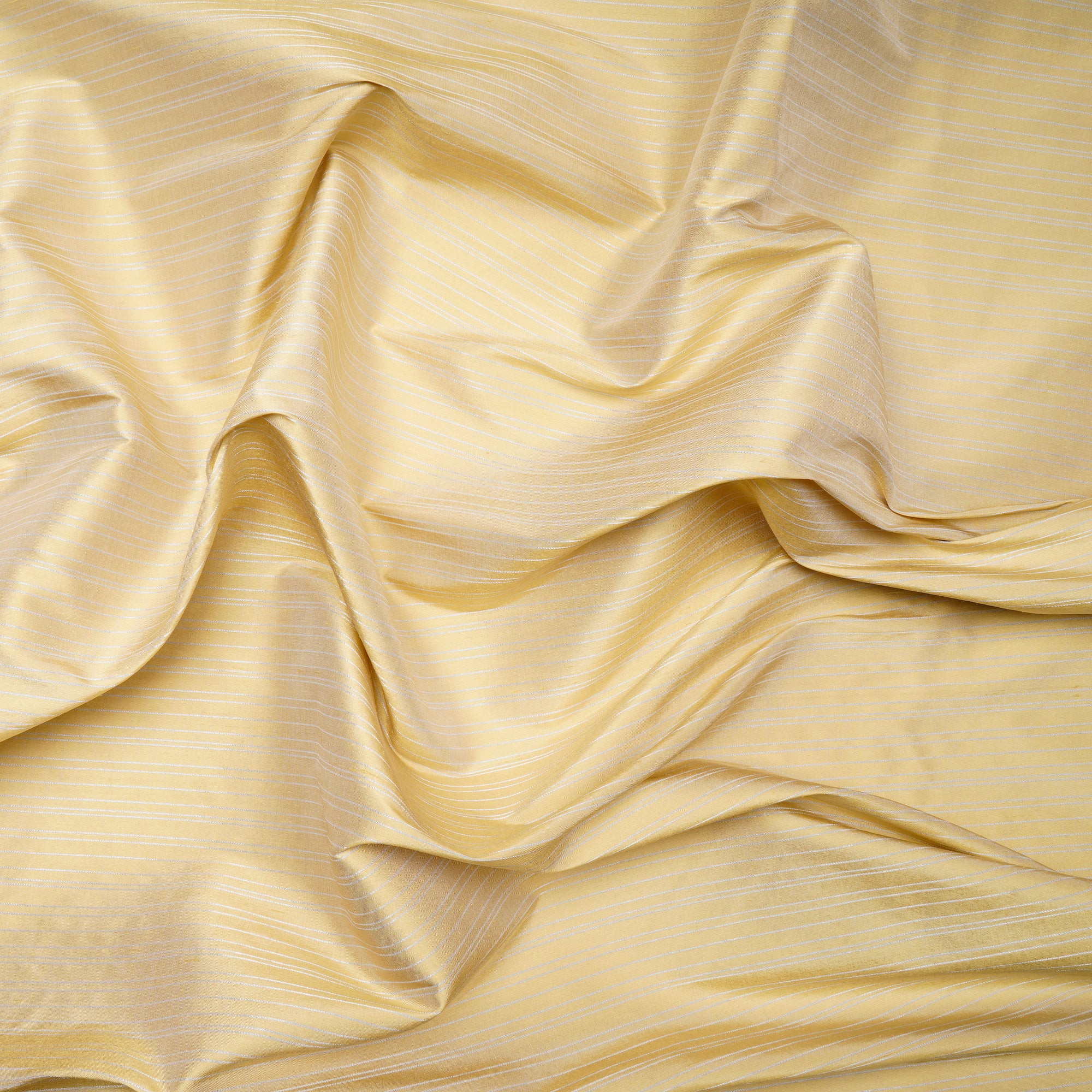 Light Yellow Color Striped Dupion Silk Fabric