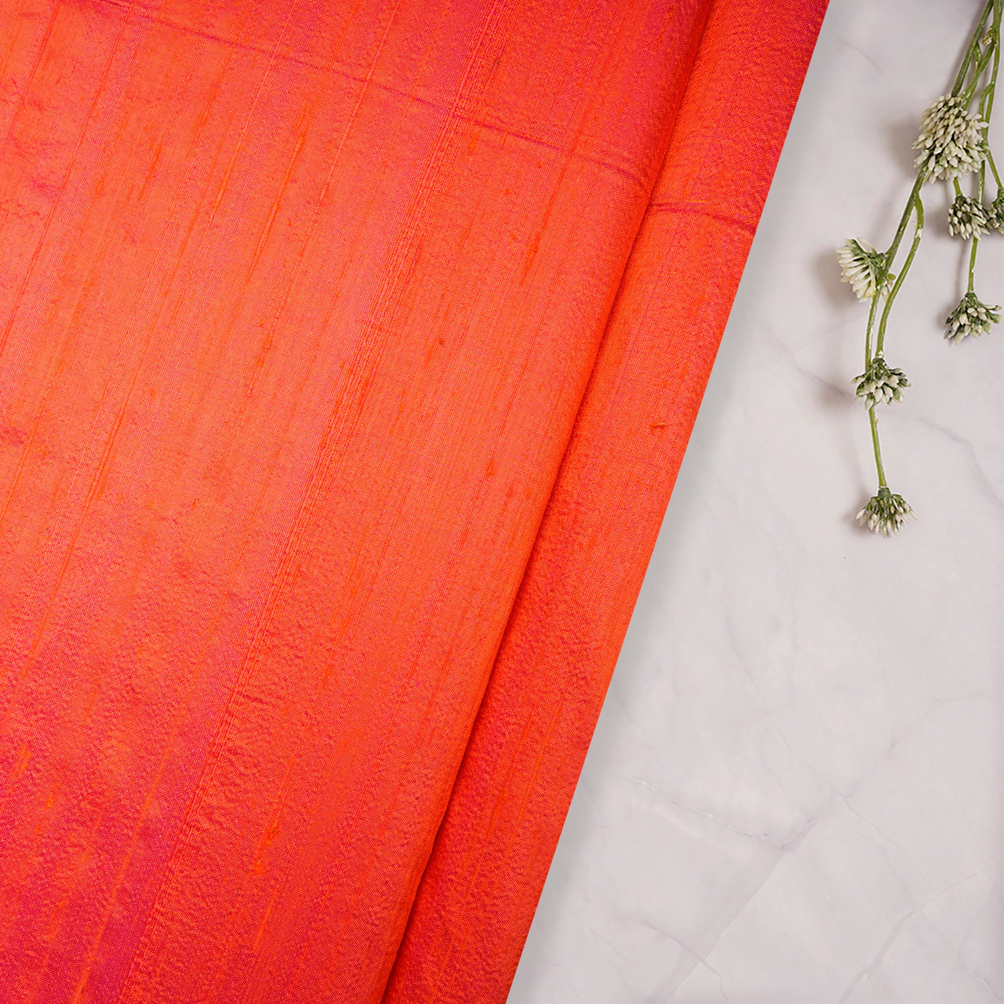 Pink-Orange Color Dupion (Raw) Silk Fabric