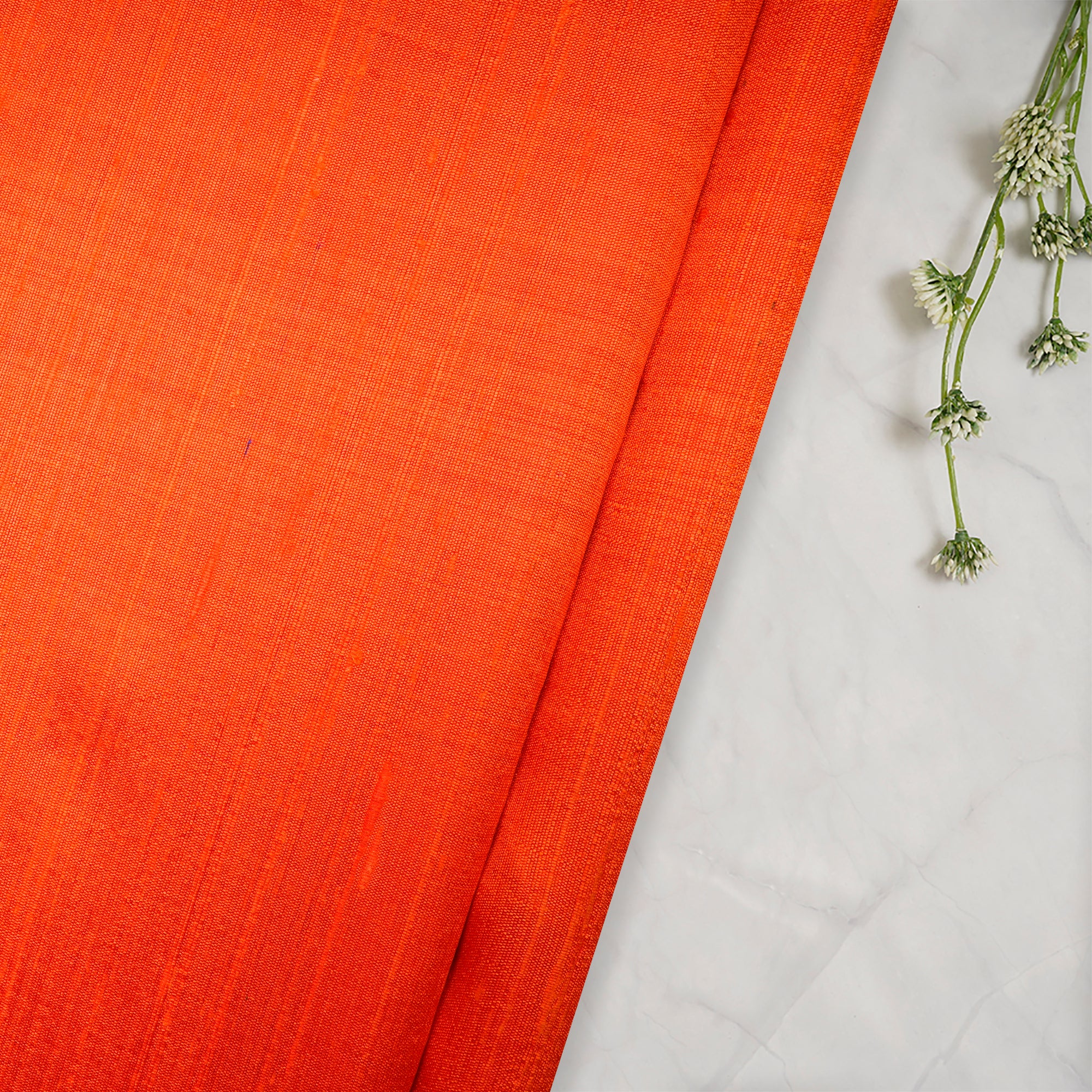 Bright Orange Color Dupion Silk Fabric