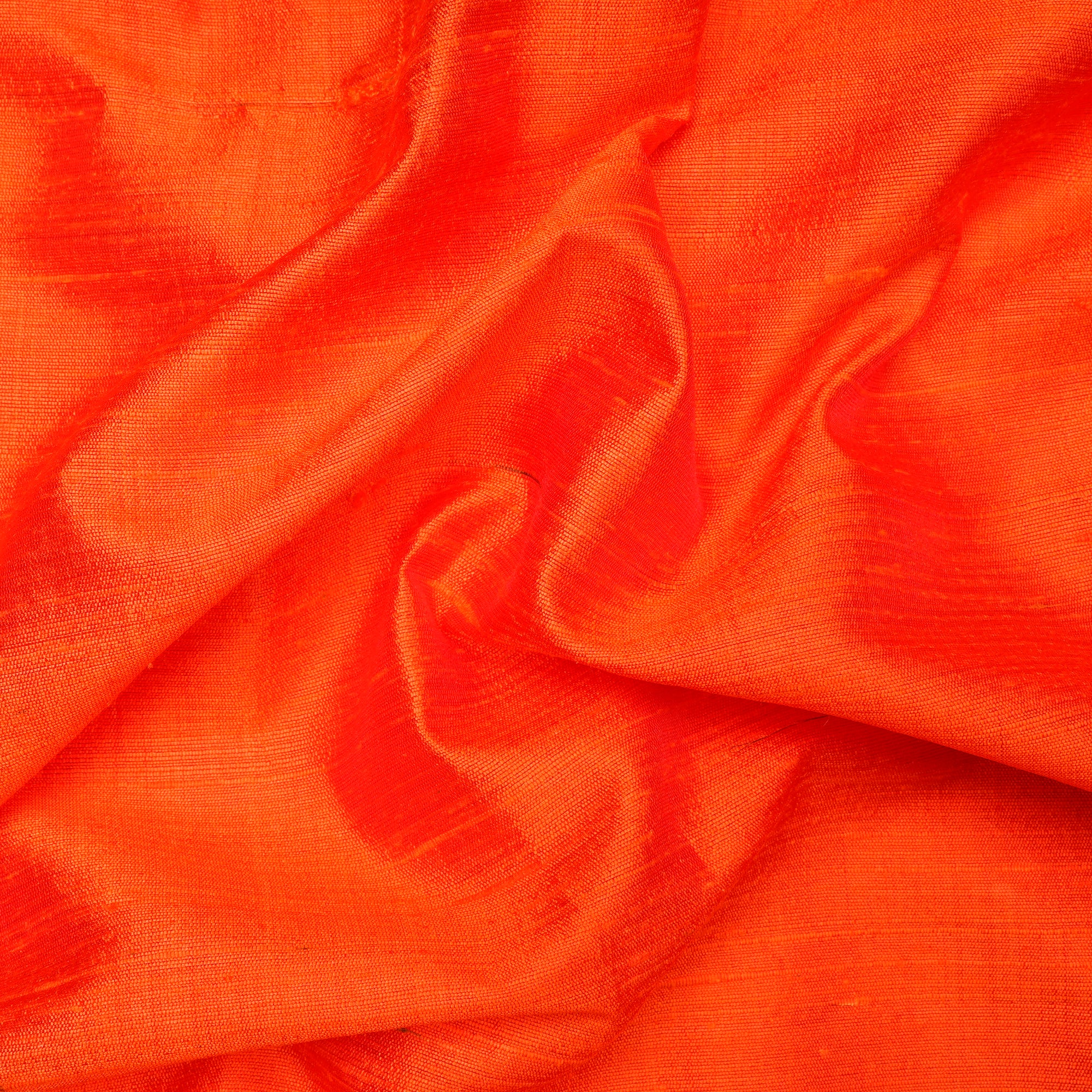 Bright Orange Color Dupion Silk Fabric