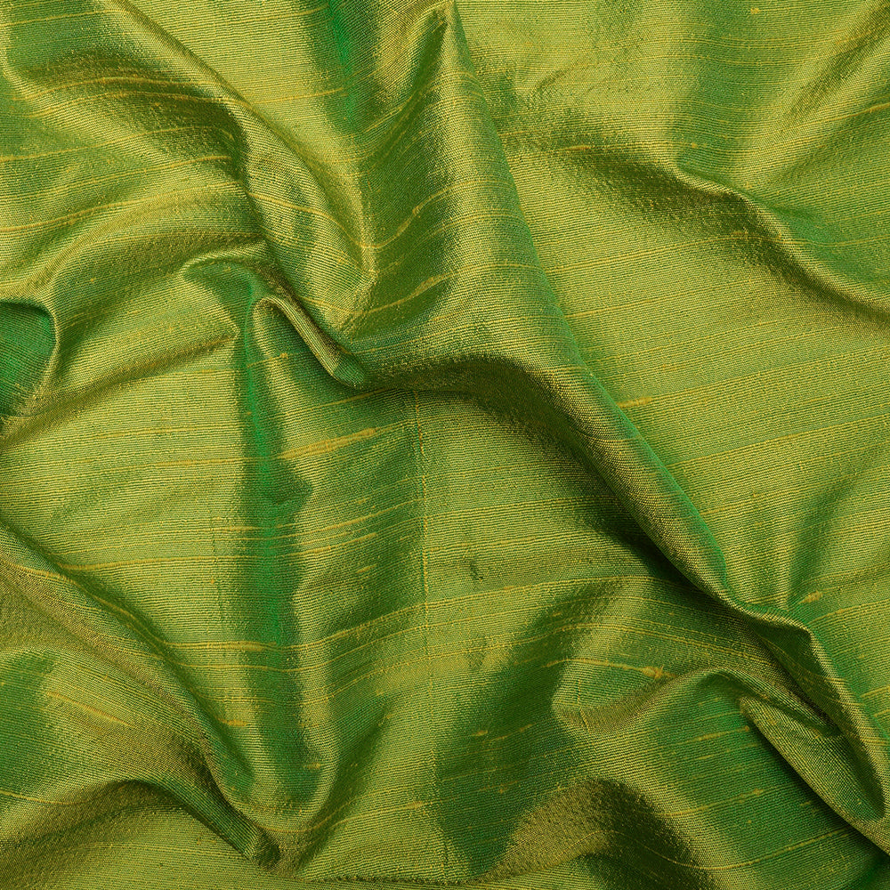 Green-Yellow Color Dual Tone Blended Dupion Silk Fabric