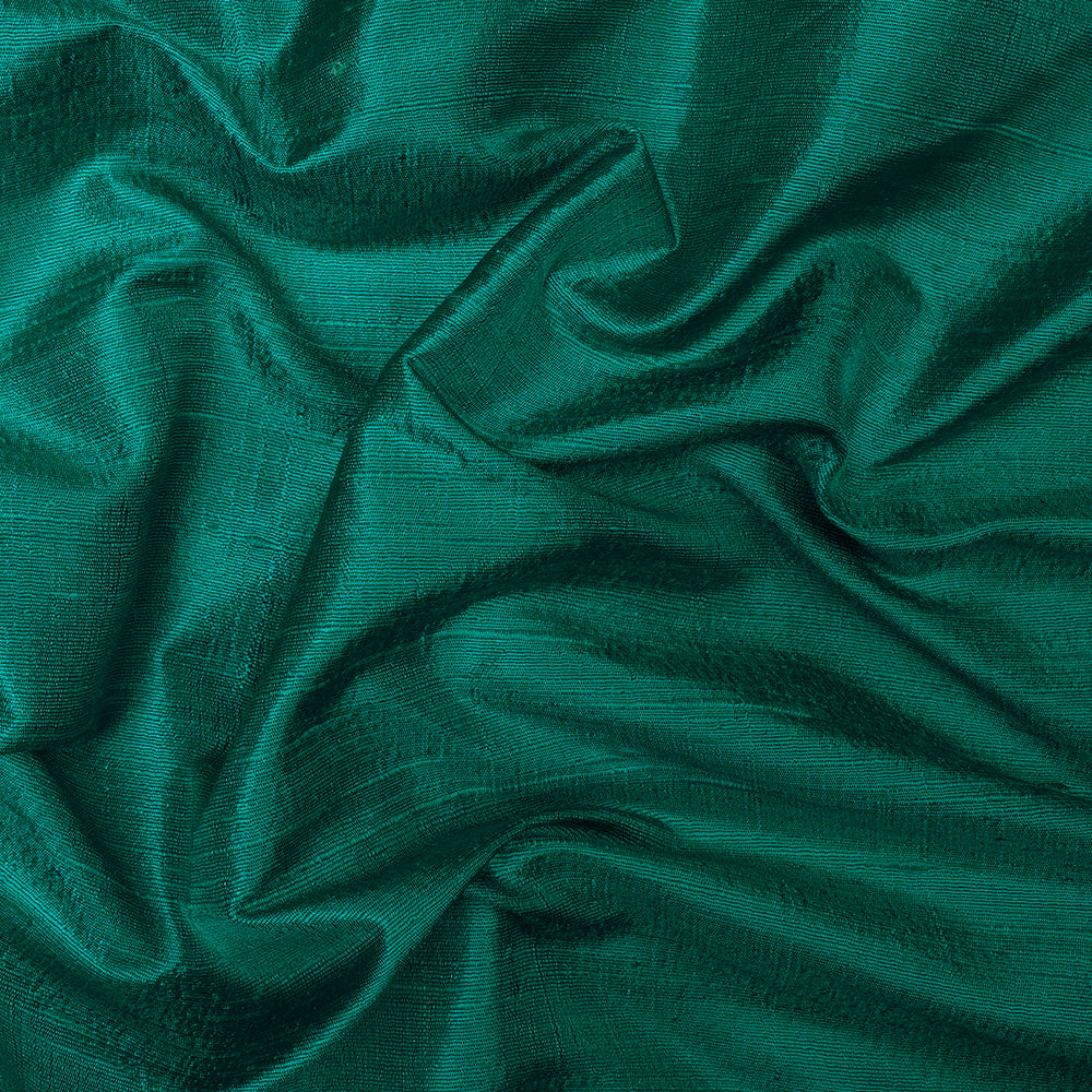 Green Color Blended Dupion Silk Fabric