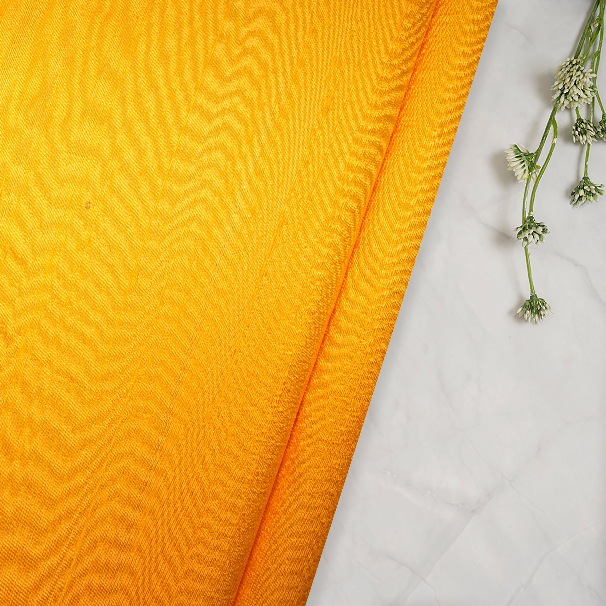 Yellow Color Blended Dupion Silk Fabric