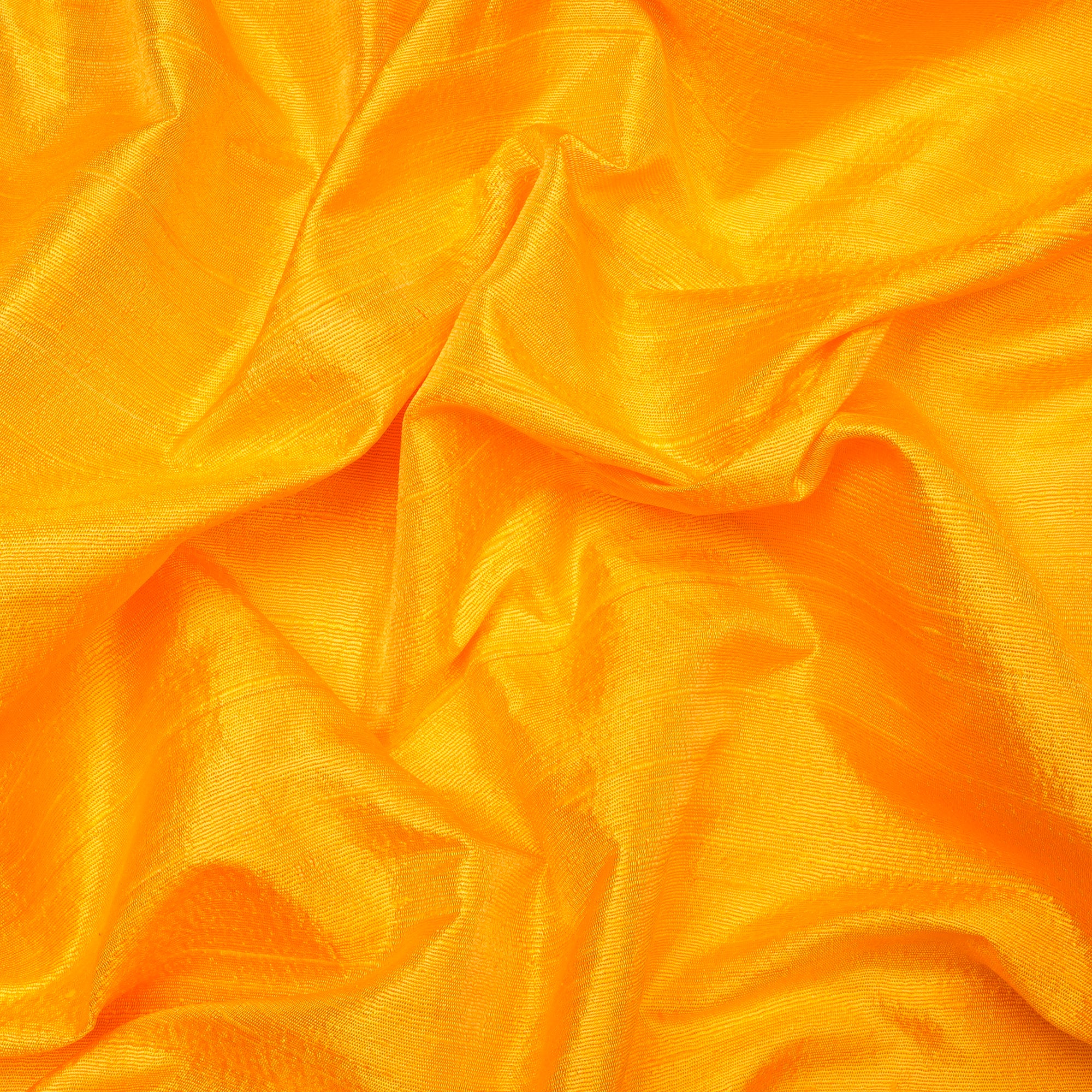 Yellow Color Blended Dupion Silk Fabric