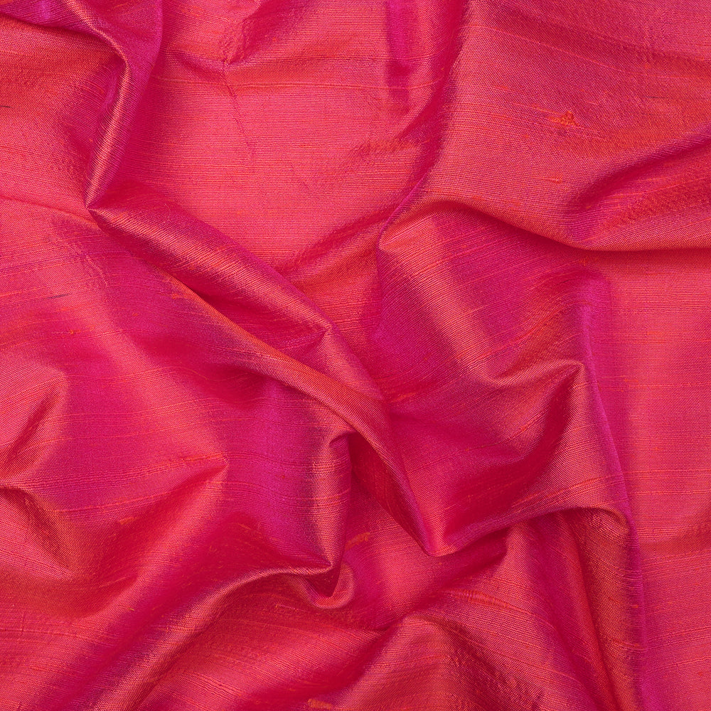 Pink-Orange Color Dual Tone Blended Dupion Silk Fabric