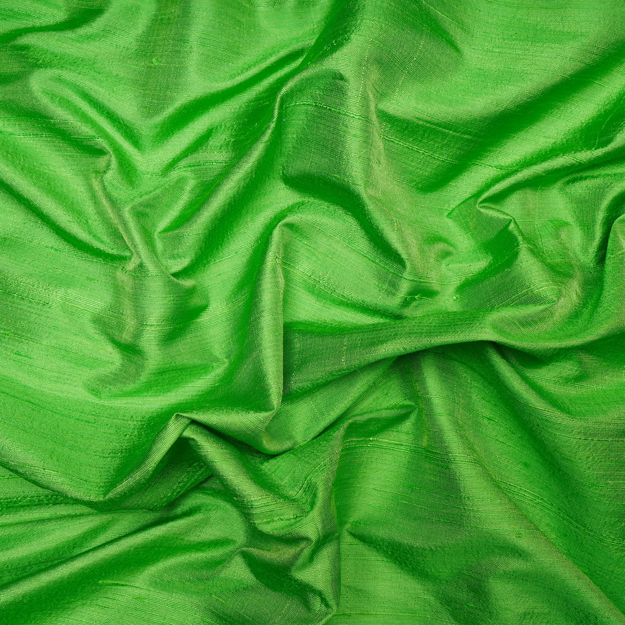 Green Color Blended Dupion Silk Fabric