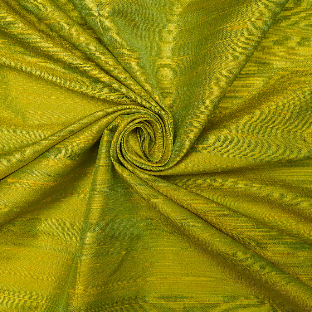 Yellow-Green Color Dual Tone Blended Dupion Silk Fabric