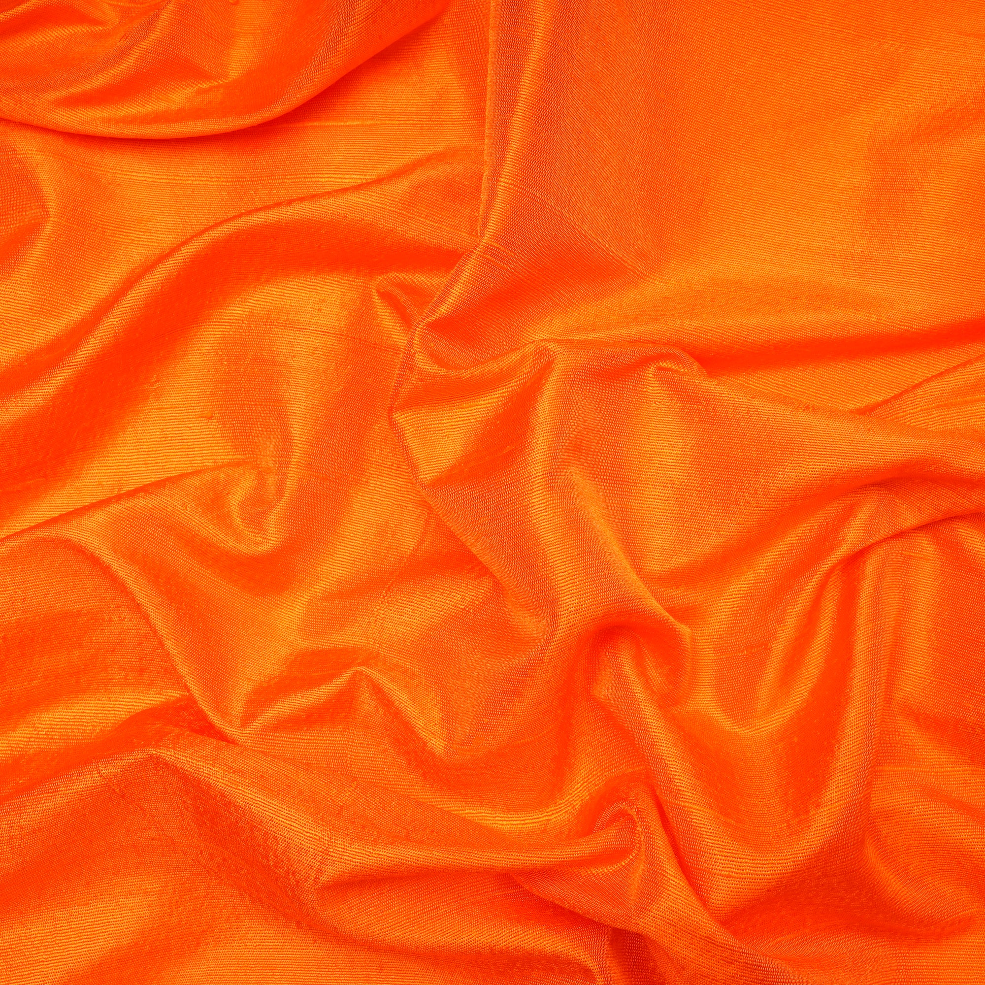 Orange Color Blended Dupion Silk Fabric