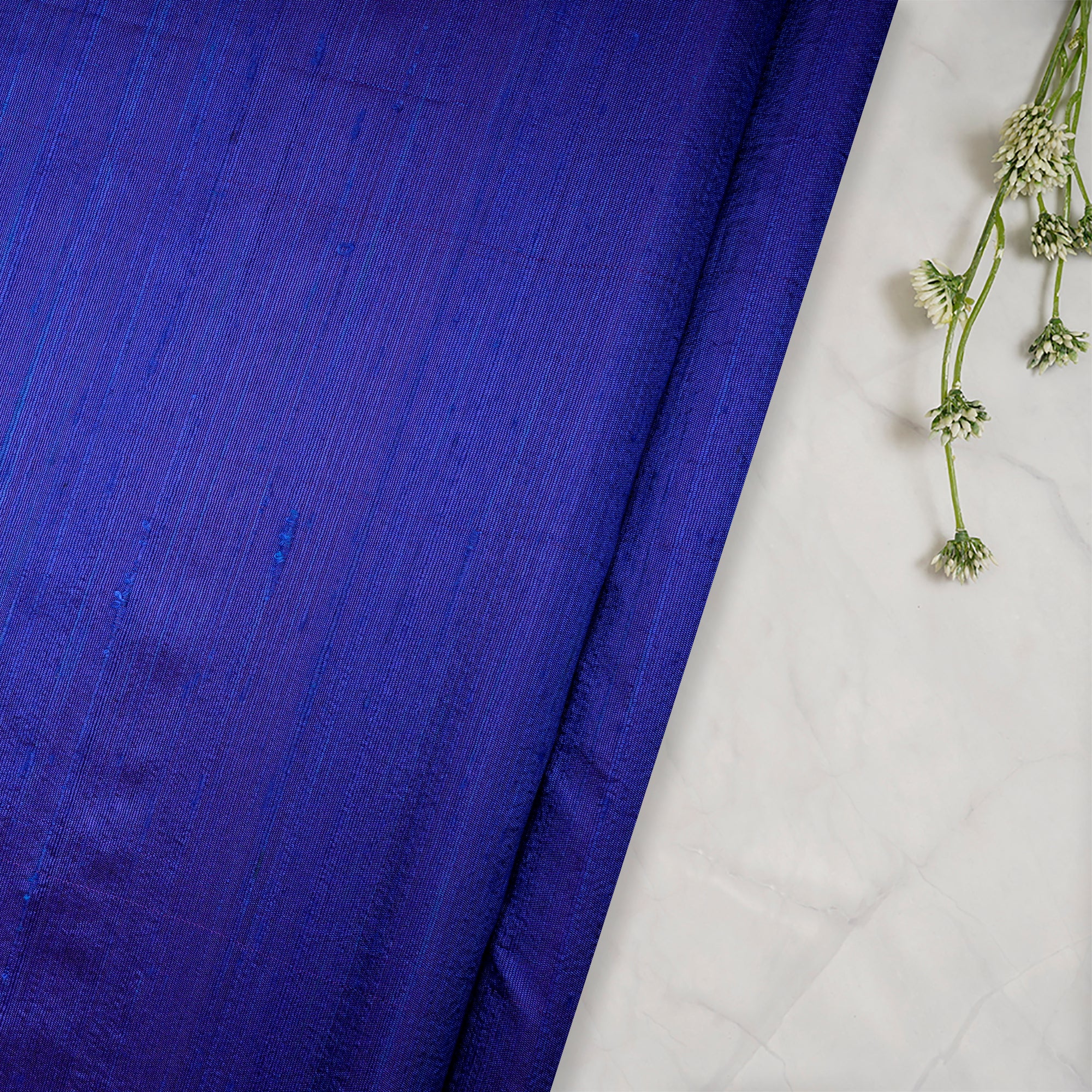 Blue Color Blended Dupion Silk Fabric