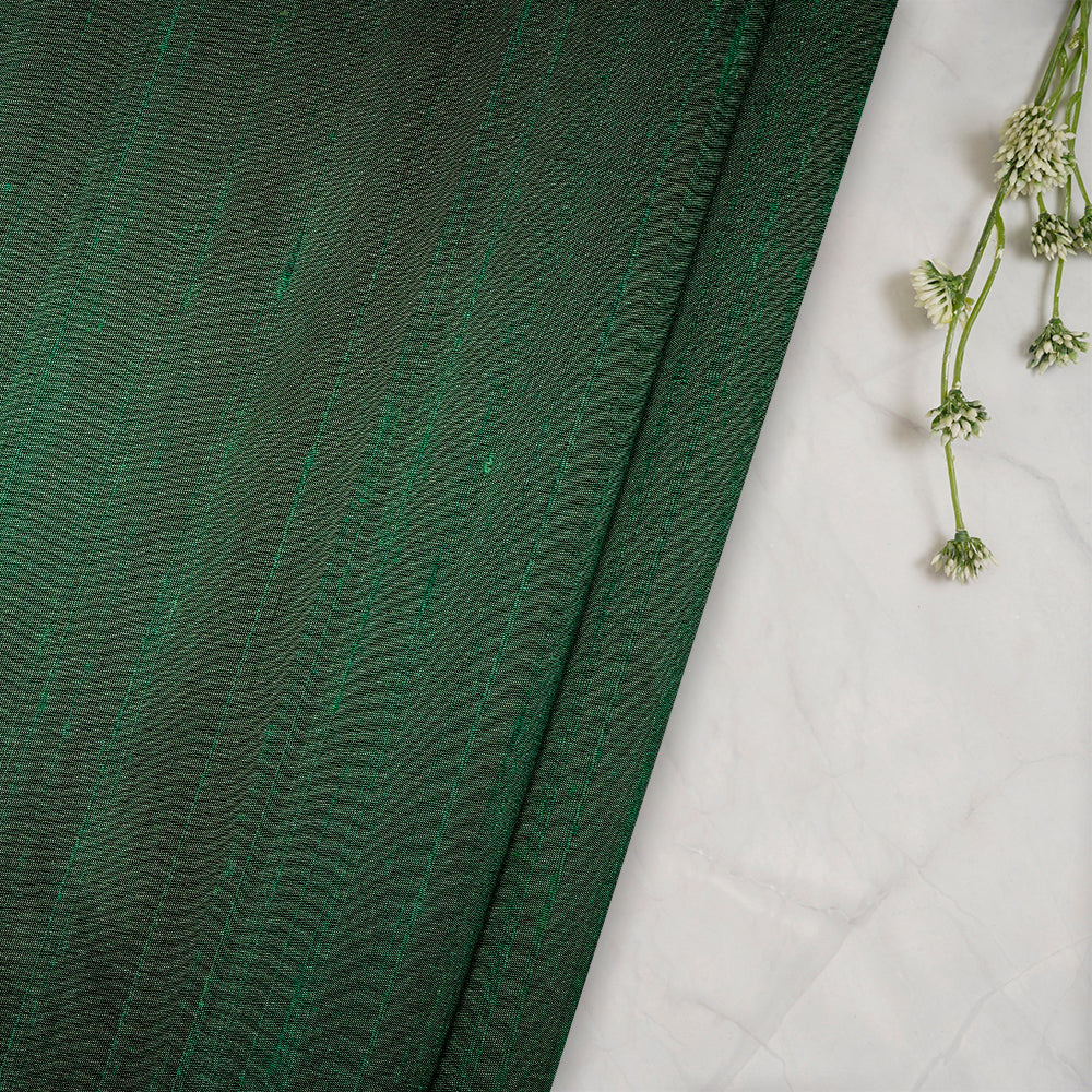 Green-Black Color Dual Tone Blended Dupion Silk Fabric