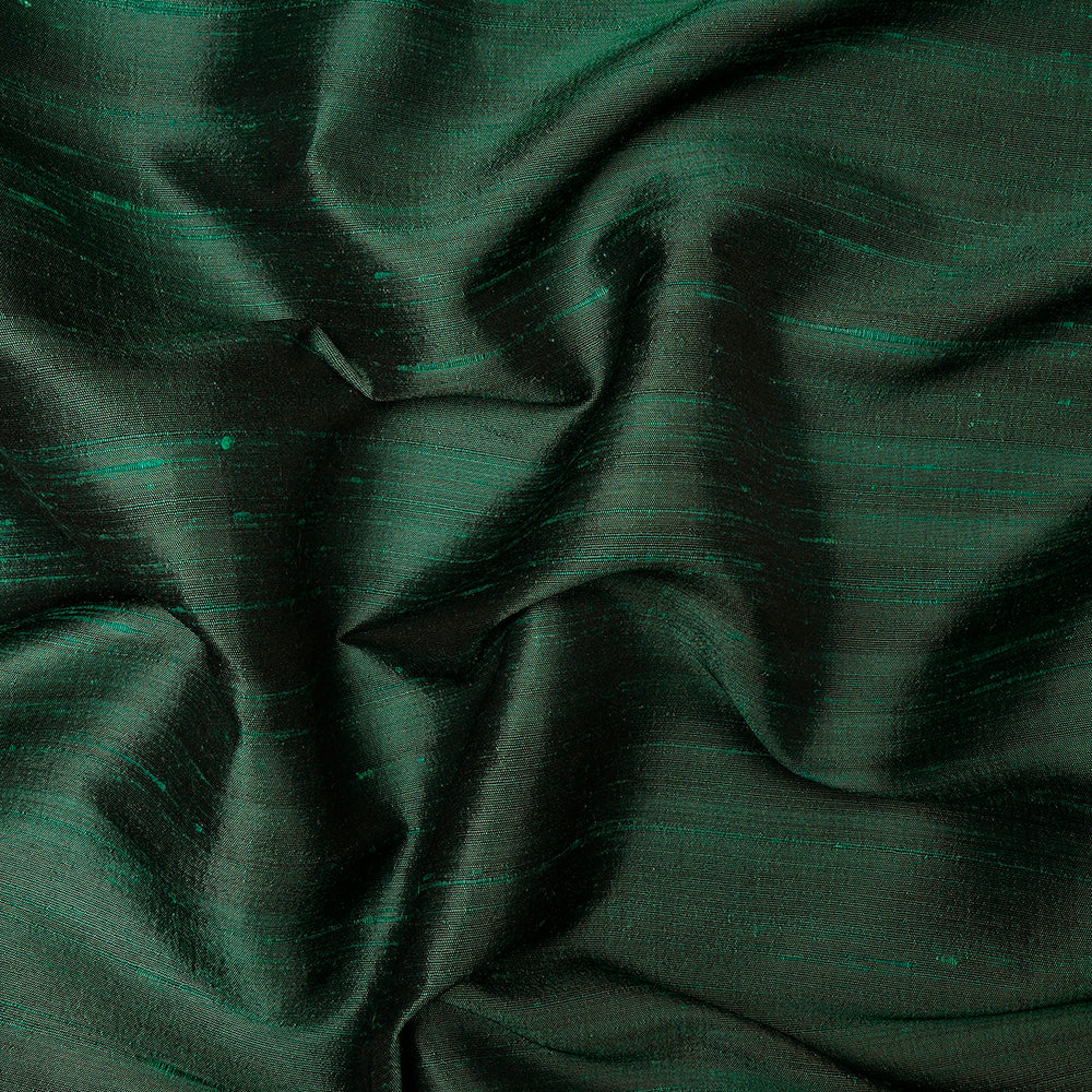 Green-Black Color Dual Tone Blended Dupion Silk Fabric