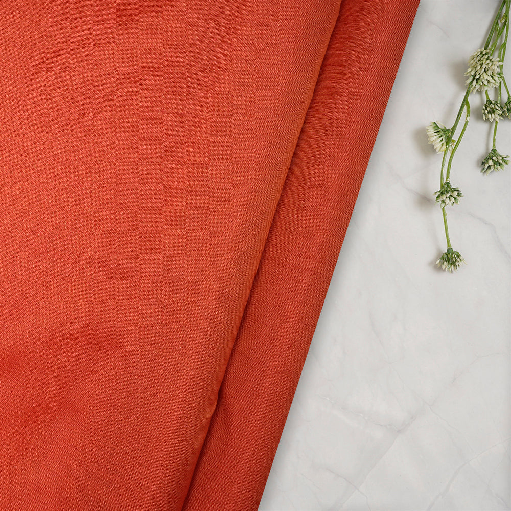 Bright Orange Color Bangalore Silk Fabric